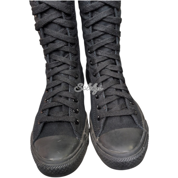 Converse 2011 CTAS XXHI Triple Black Monochrome Knee High Sneaker Boot Womens 10 - Picture 11 of 14